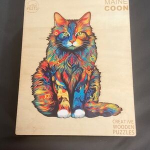 Colorful Maine Coon Wooden Puzzle